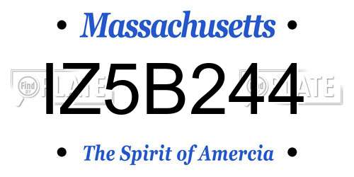 IZ5B244 Massachusetts License Plate