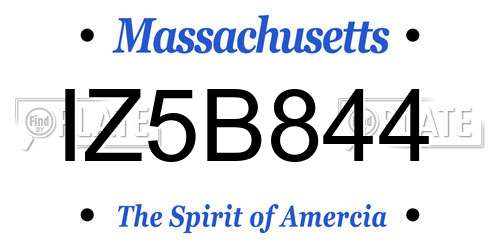 IZ5B844 Massachusetts License Plate