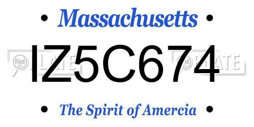 IZ5C674 Massachusetts License Plate