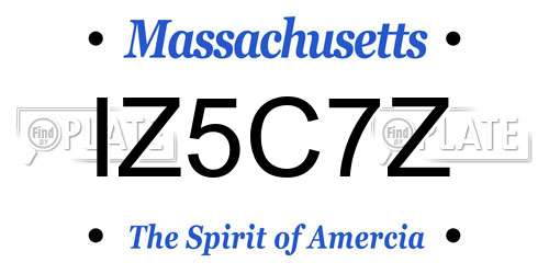 IZ5C7Z Massachusetts License Plate
