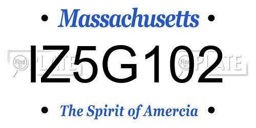 IZ5G102 Massachusetts License Plate