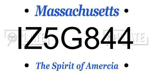 IZ5G844 Massachusetts License Plate