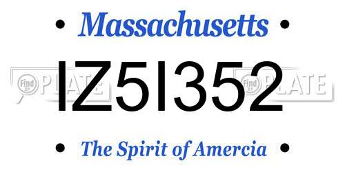 IZ5I352 Massachusetts License Plate