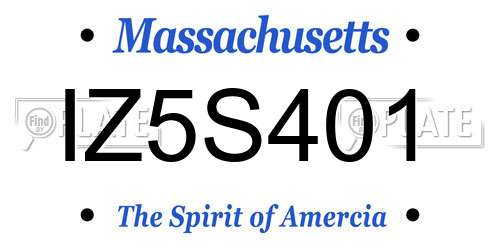 IZ5S401 Massachusetts License Plate