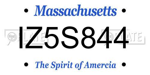 IZ5S844 Massachusetts License Plate
