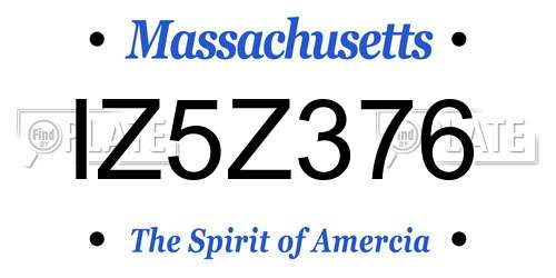 IZ5Z376 Massachusetts License Plate