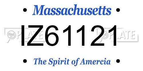 IZ61121 Massachusetts License Plate