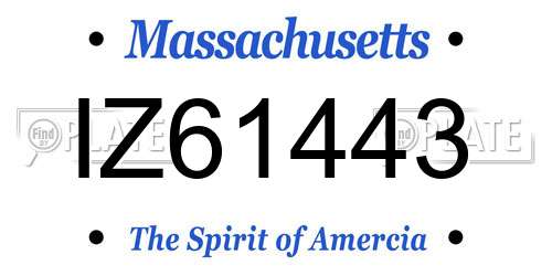 IZ61443 Massachusetts License Plate