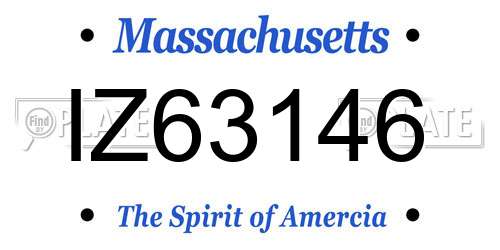 IZ63146 Massachusetts License Plate