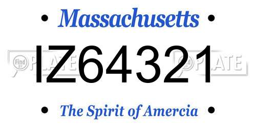 IZ64321 Massachusetts License Plate
