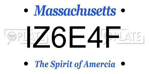 IZ6E4F Massachusetts License Plate