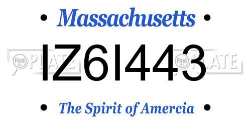IZ6I443 Massachusetts License Plate