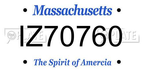 IZ70760 Massachusetts License Plate