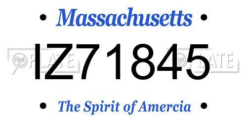 IZ71845 Massachusetts License Plate