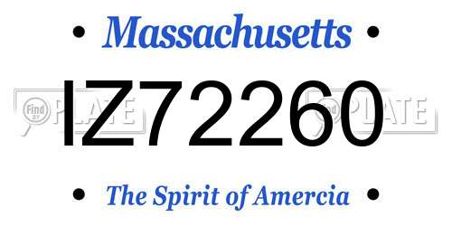 IZ72260 Massachusetts License Plate