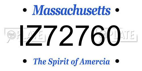 IZ72760 Massachusetts License Plate