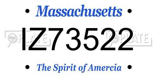 IZ73522 Massachusetts License Plate