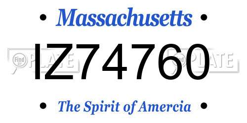 IZ74760 Massachusetts License Plate