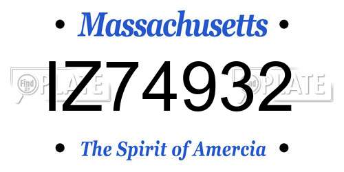 IZ74932 Massachusetts License Plate