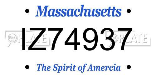 IZ74937 Massachusetts License Plate