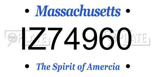 IZ74960 Massachusetts License Plate
