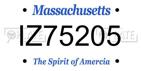 IZ75205 Massachusetts License Plate