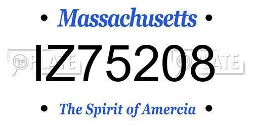IZ75208 Massachusetts License Plate