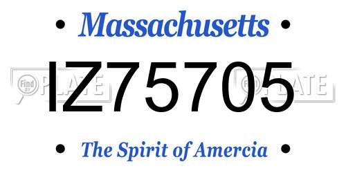 IZ75705 Massachusetts License Plate
