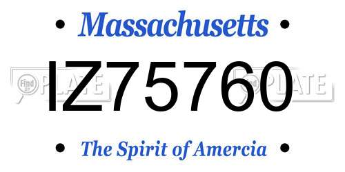 IZ75760 Massachusetts License Plate