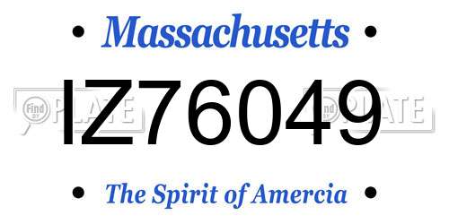 IZ76049 Massachusetts License Plate