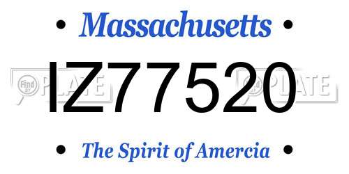 IZ77520 Massachusetts License Plate