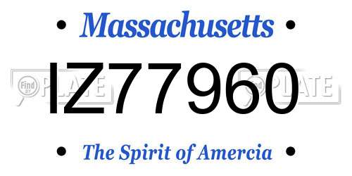 IZ77960 Massachusetts License Plate