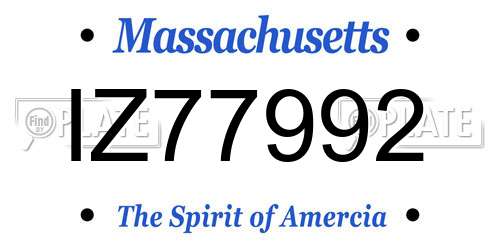 IZ77992 Massachusetts License Plate