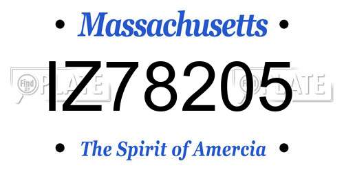 IZ78205 Massachusetts License Plate