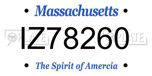 IZ78260 Massachusetts License Plate
