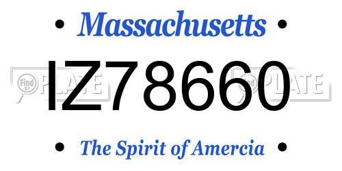 IZ78660 Massachusetts License Plate