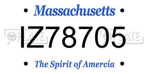 IZ78705 Massachusetts License Plate