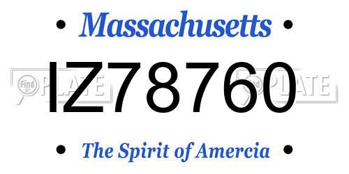 IZ78760 Massachusetts License Plate