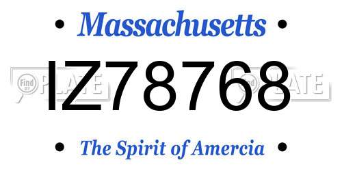 IZ78768 Massachusetts License Plate
