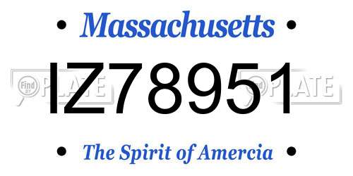 IZ78951 Massachusetts License Plate