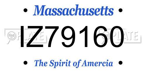 IZ79160 Massachusetts License Plate