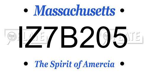IZ7B205 Massachusetts License Plate