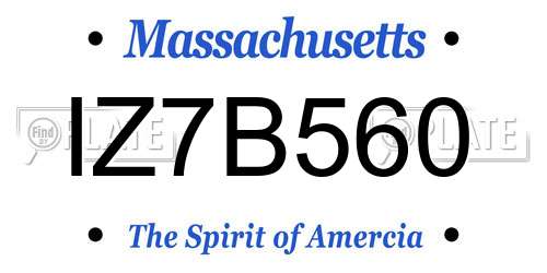 IZ7B560 Massachusetts License Plate