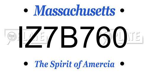 IZ7B760 Massachusetts License Plate