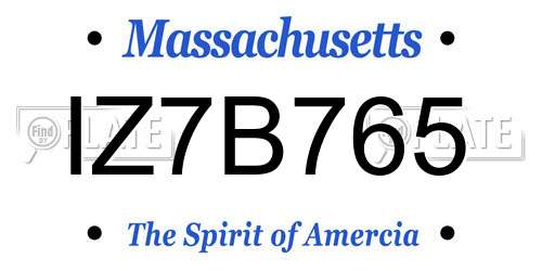 IZ7B765 Massachusetts License Plate