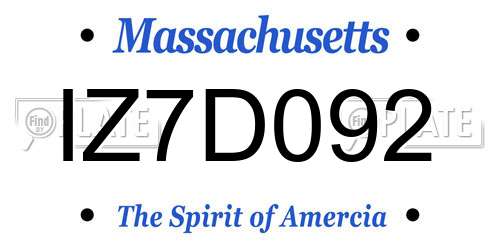 IZ7D092 Massachusetts License Plate