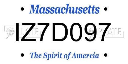 IZ7D097 Massachusetts License Plate