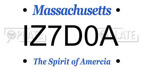 IZ7D0A Massachusetts License Plate
