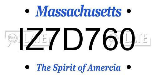 IZ7D760 Massachusetts License Plate