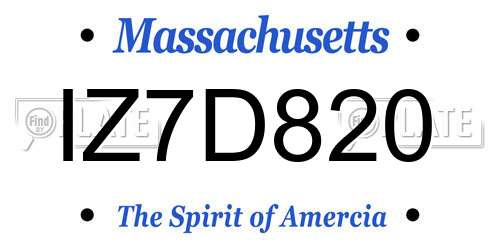 IZ7D820 Massachusetts License Plate